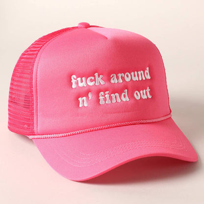 Letter Typography Embroidered Mesh Back Trucker Hat
