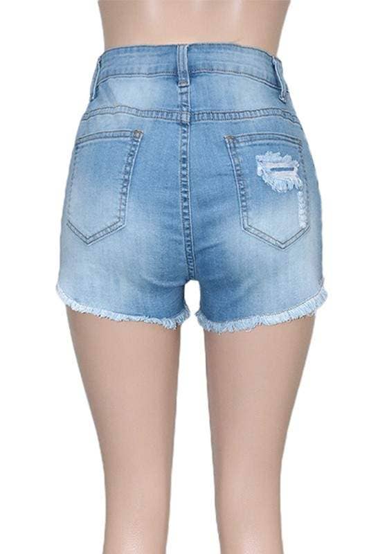 Color gem ripped denim shorts
