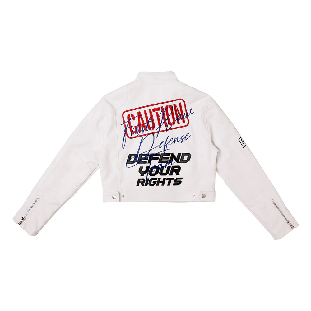 First Row White Leather Jacket