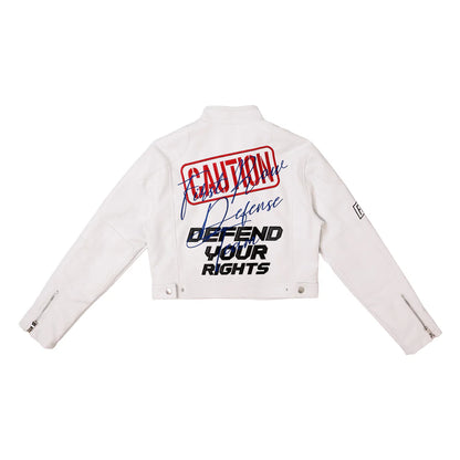First Row White Leather Jacket