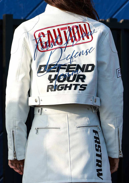 First Row White Leather Jacket