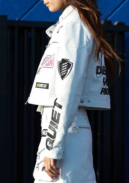 First Row White Leather Jacket
