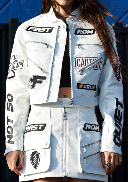 First Row White Leather Jacket