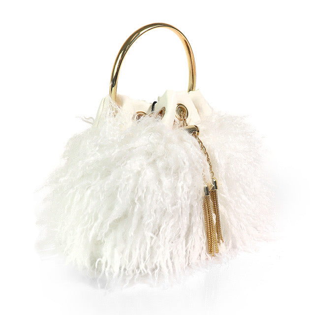 Furry White Handbag