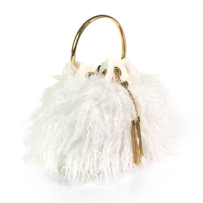 Furry White Handbag