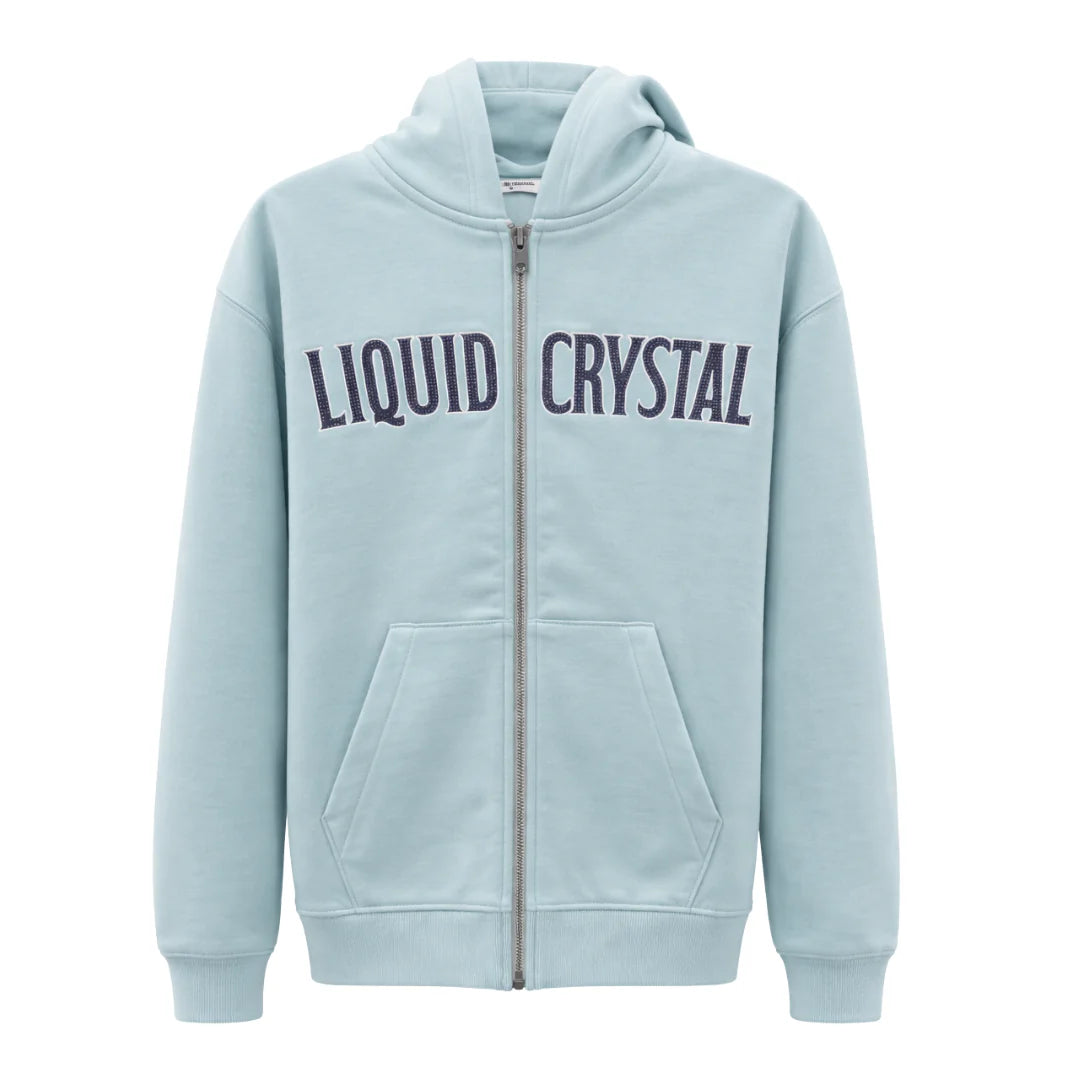 Liquid Crystal Sky Blue Zip Up Hoodie