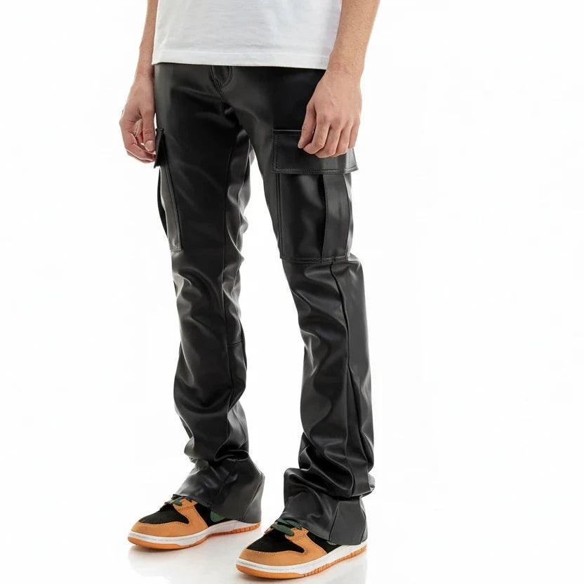 KDNK PU skinny flare cargo pants men's premium urban streetwear — JetLife Apparel West Virginia