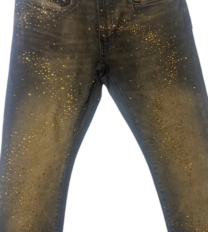 Liquid Crystal Copper Black Rhinestone Jeans