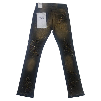 Liquid Crystal Copper Black Rhinestone Jeans