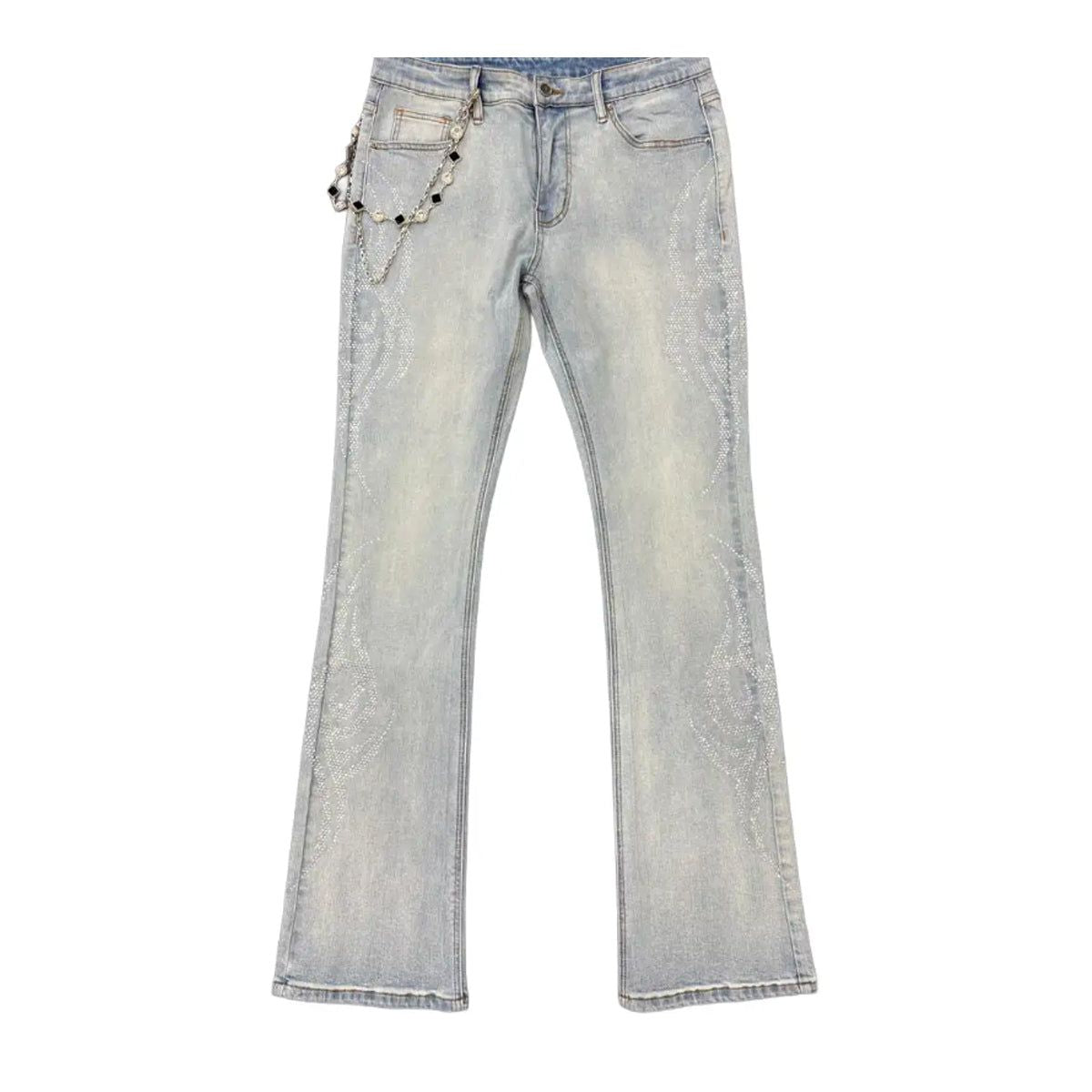 Premium Milano Tribo Clear Stone Stacked Flare Jeans