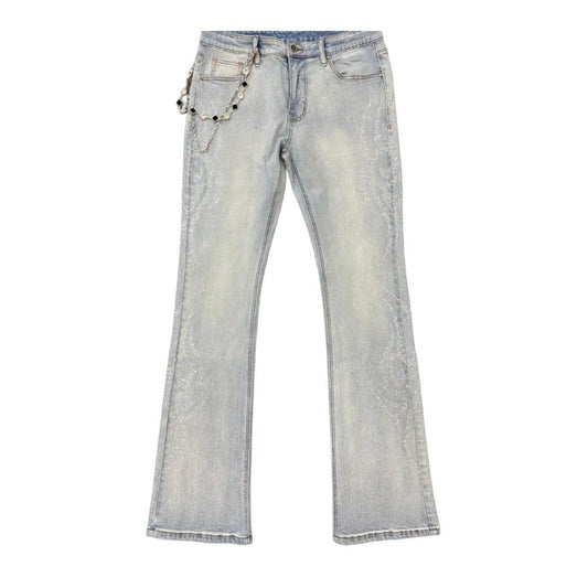 Premium Milano Tribo Clear Stone Stacked Flare Jeans