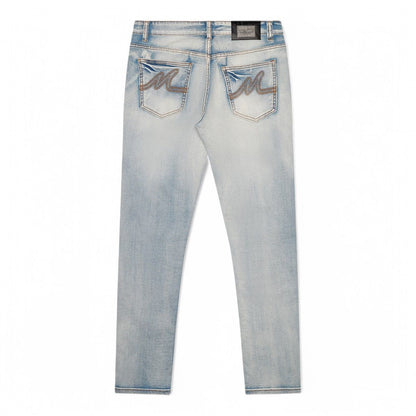Premium Milano Milan Light Washed Slim Straight Jeans