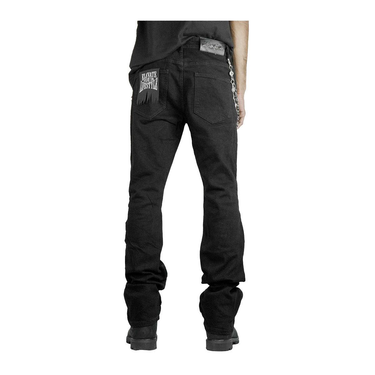 Premium Milano Dirty Washed Zip White Stone Stacked Flare Jeans