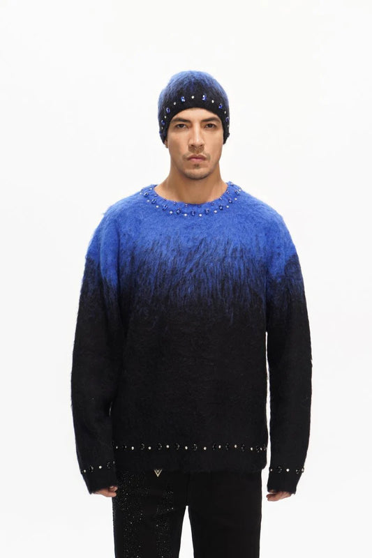 Valabasas Arranged Blue Mohair Crewneck