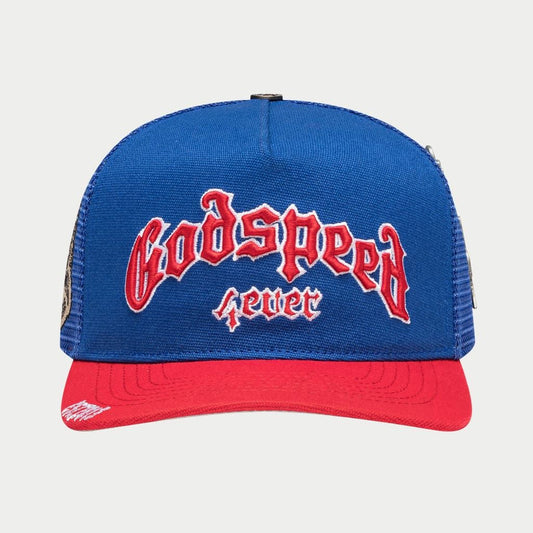 Godspeed Forever Trucker Blue/Red Hat