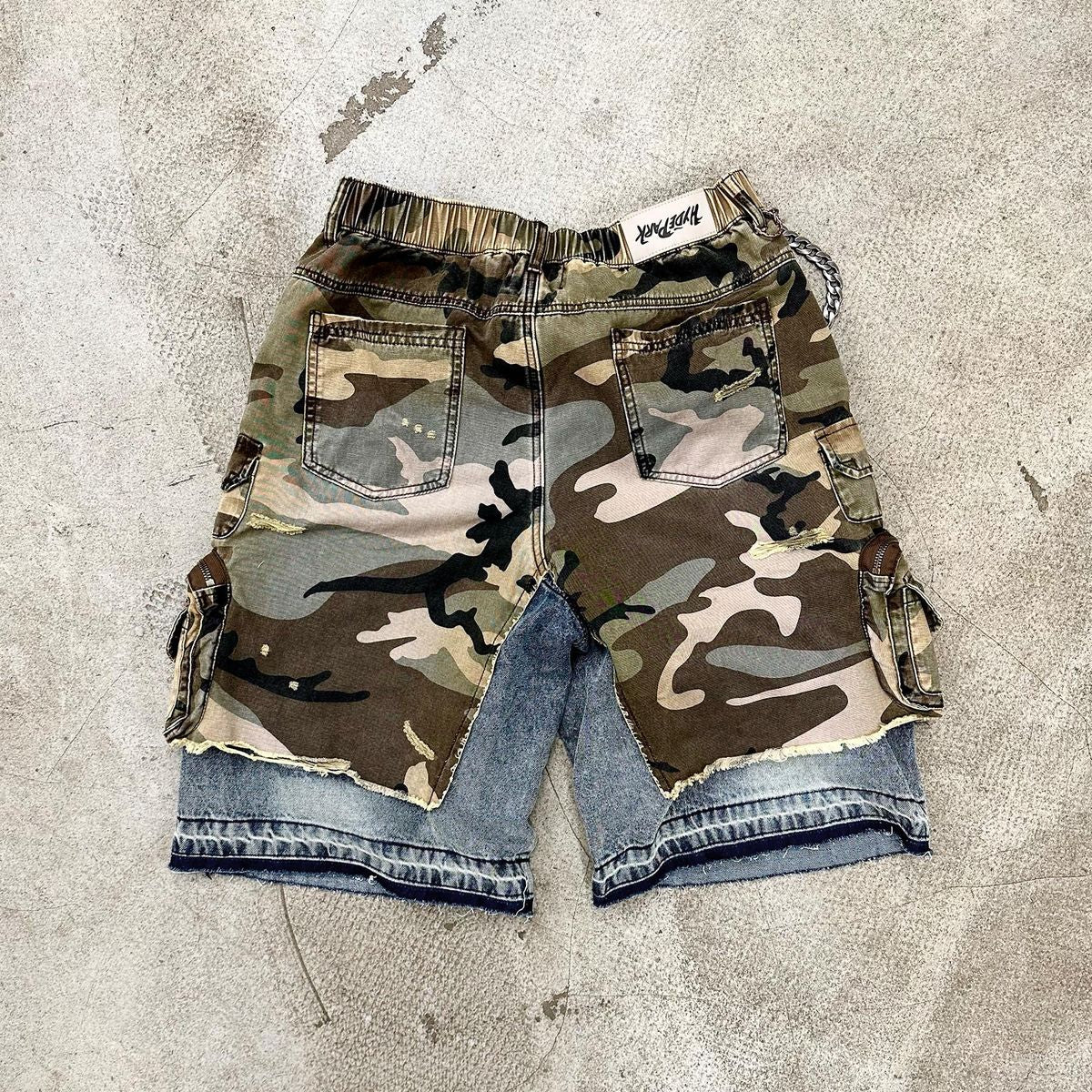 Hyde Park Green Camo Cargo Jean Shorts