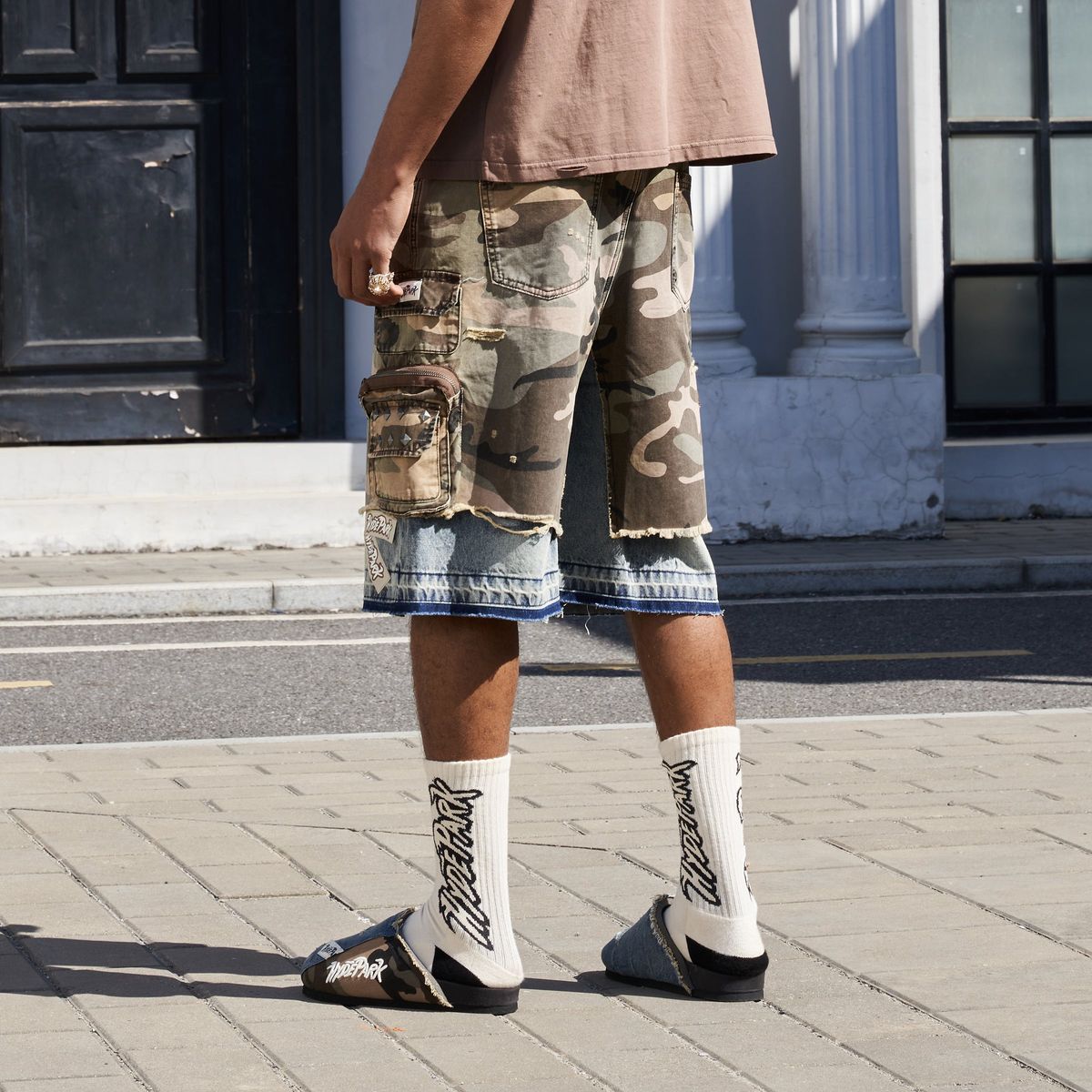 Hyde Park Green Camo Cargo Jean Shorts