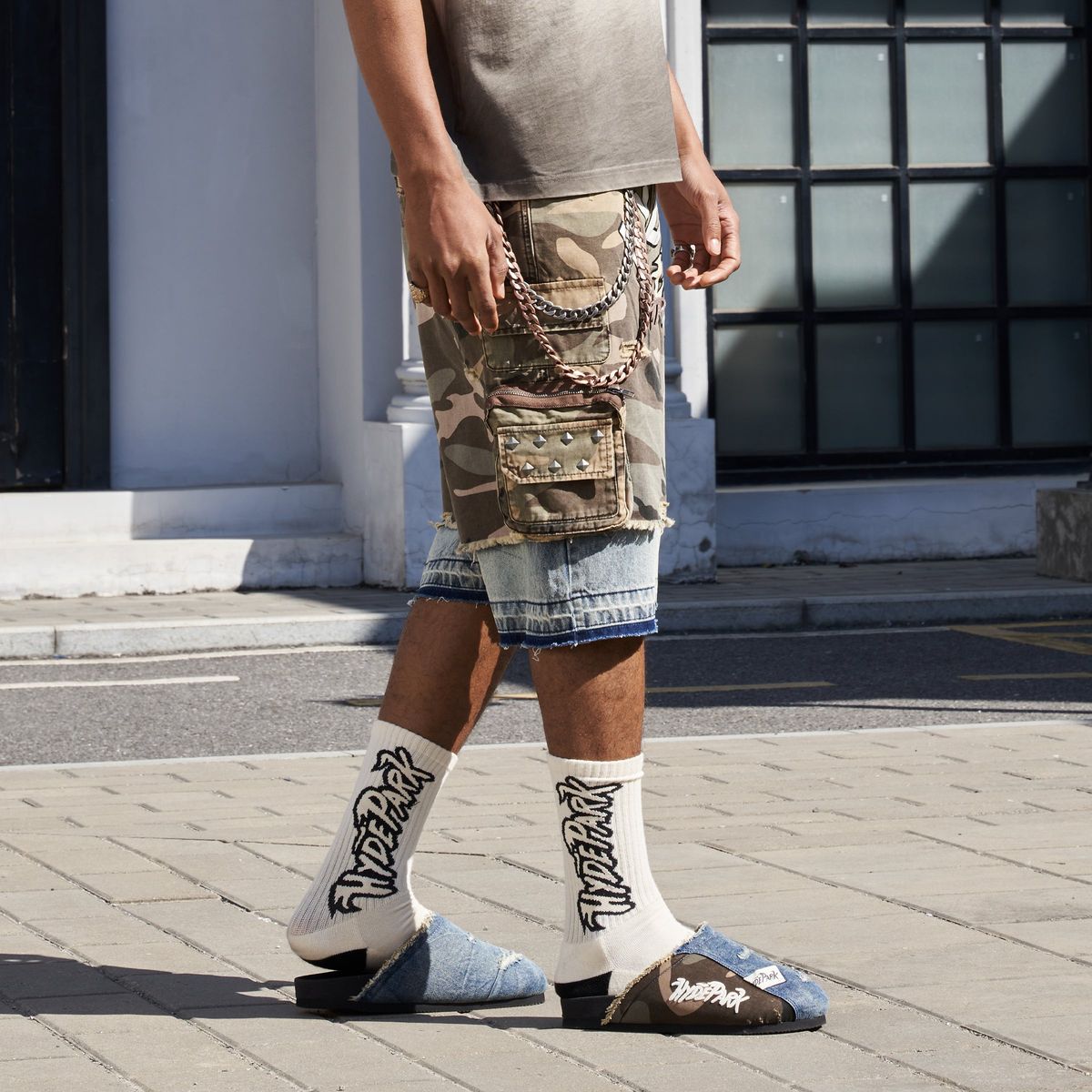 Hyde Park Green Camo Cargo Jean Shorts