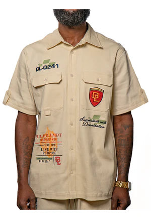 Blac Leaf Cream Button Up