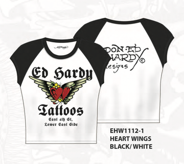 ED HARDY HEART WINGS RAGLAN TEE
