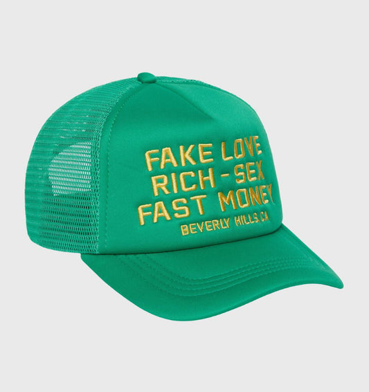 Fake Love Trucker Hat Green