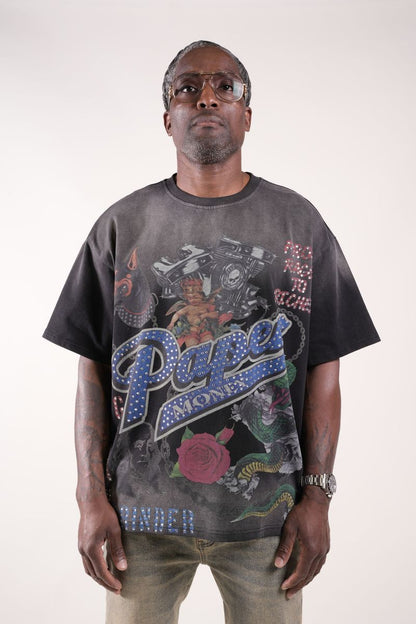FOR THE DOGS Rhinestone tee (black)