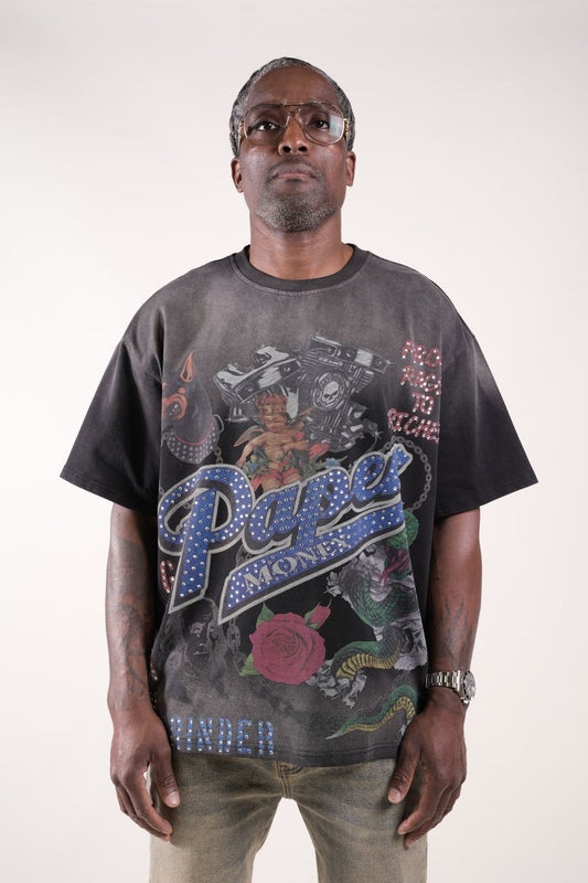 FOR THE DOGS Rhinestone tee (black)