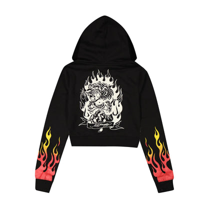 Ed hardy TIGER FLAME ZIP FRONT HOODIE
