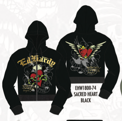 Ed hardy SACRED HEART ZIP FRONT HOODIE