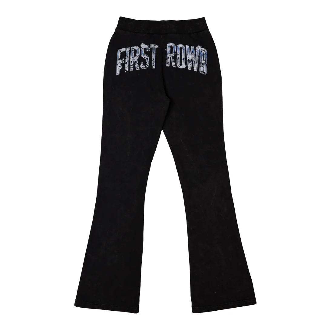First Row Black Tribal Flare Pants