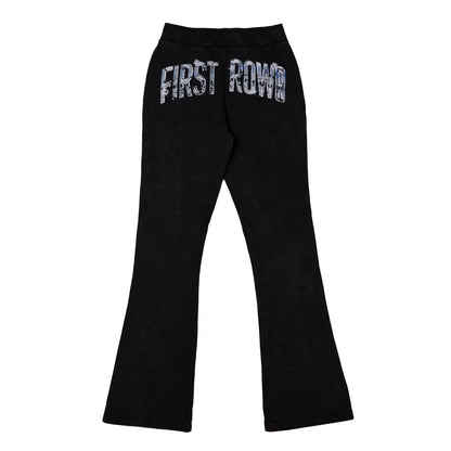 First Row Black Tribal Flare Pants