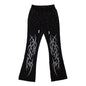 First Row Black Tribal Flare Pants
