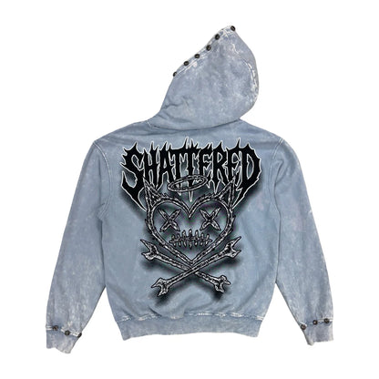 SHATTERED HEARTS “HEAD” GRAY HOODIE
