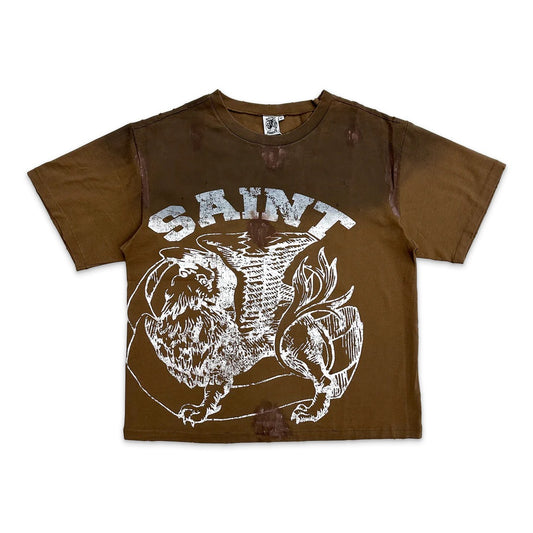 Saint Vanity Dirty Griffin Brown T Shirt