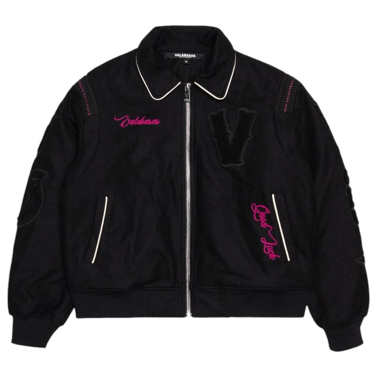 "WILD BUNCH" BLACK LETTERMAN JACKET