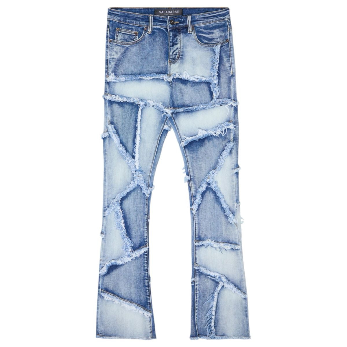 "PATCHWORK" FLARDED STACKED JEAN