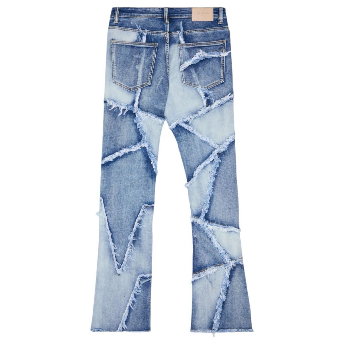 "PATCHWORK" FLARDED STACKED JEAN