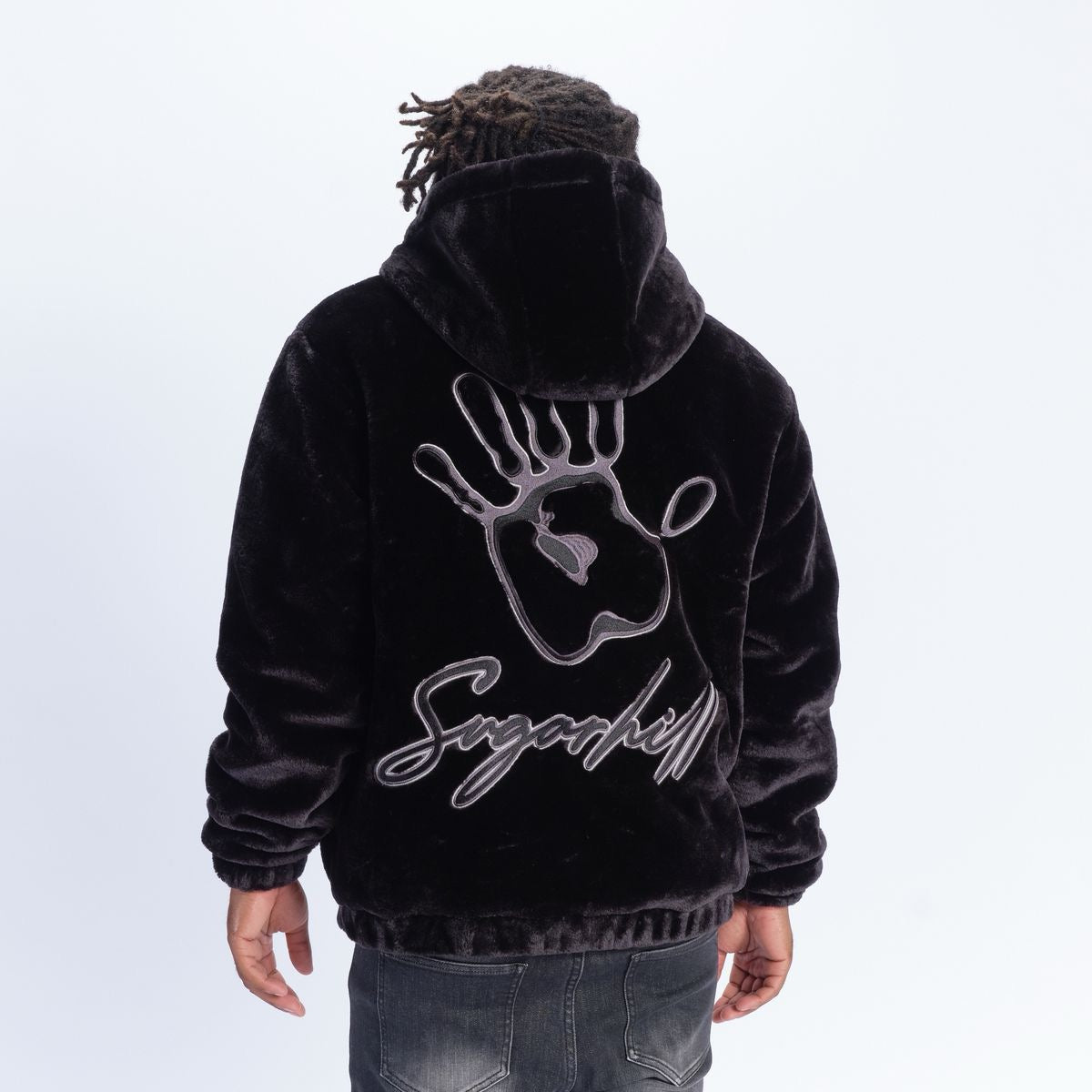 "TRACES" FUR ZIP-UP HOODIE (black)