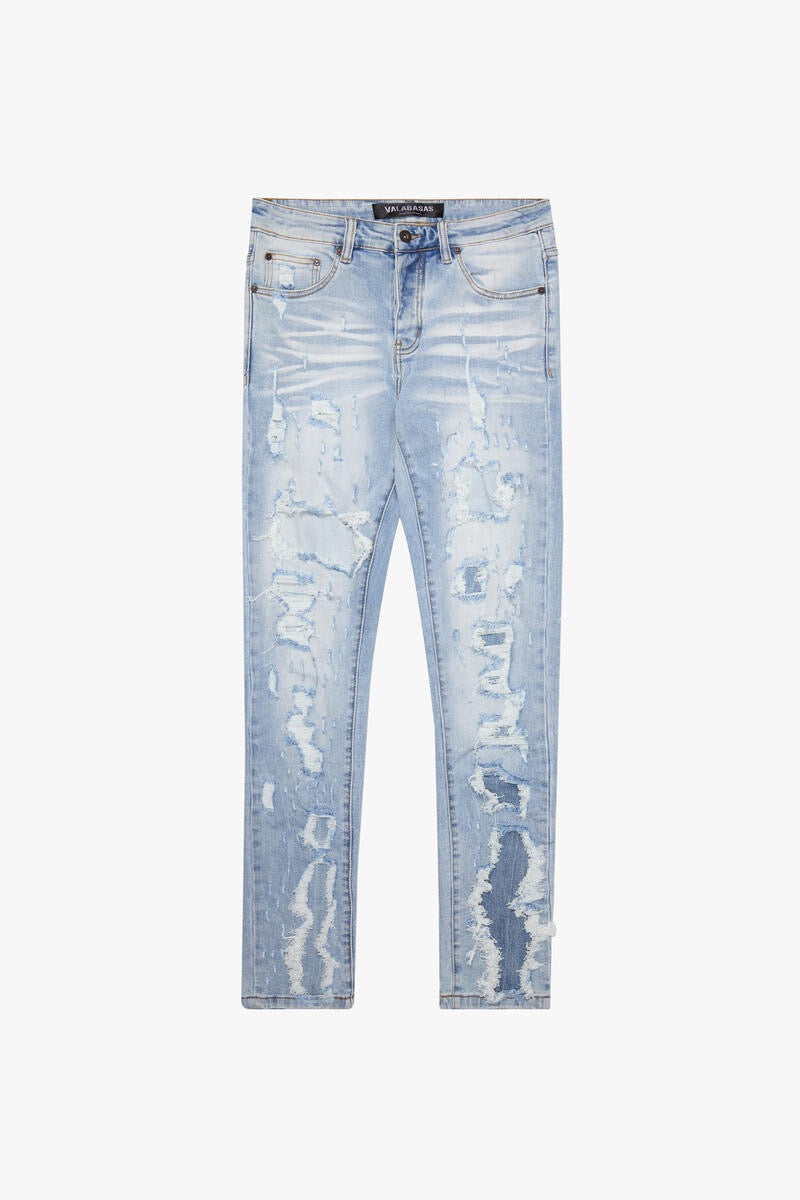 "WORN FROST" LT. BLUE SKINNY JEAN