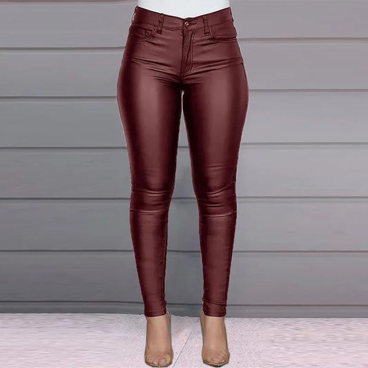 Highwaist Burgundy Leather Pants