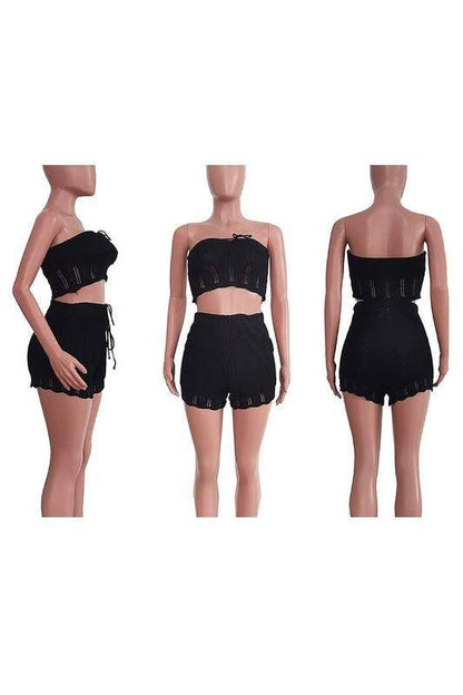 Crochet tube top and shorts set