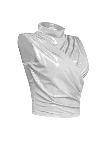 Slinky foiled sleeveless top