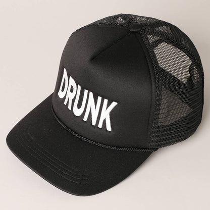 DRUNK Embroidered Mesh Back Trucker Cap