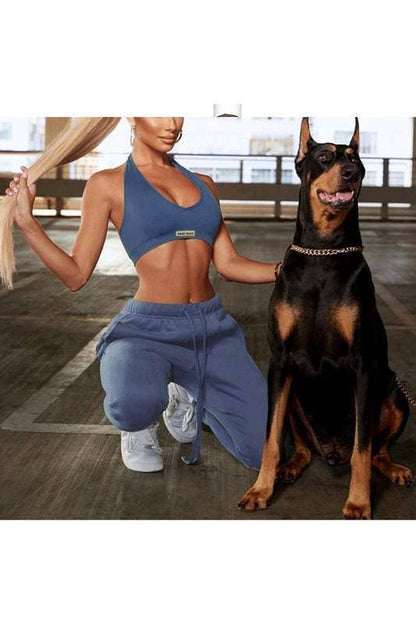 Halter top workout pants set hand made
