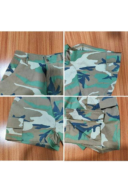 Camouflage pockets shorts