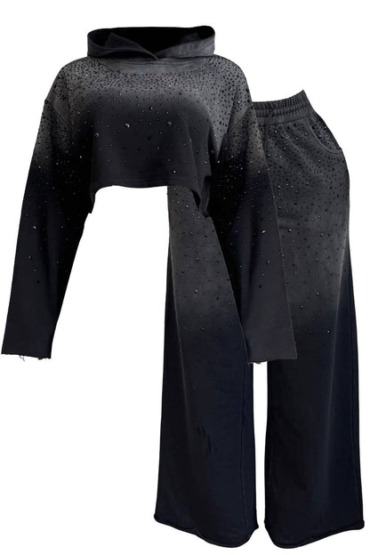 NC2119A Rhinestone Ombre Hoodie Lounge Set