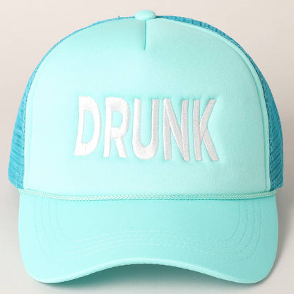 DRUNK Embroidered Mesh Back Trucker Cap