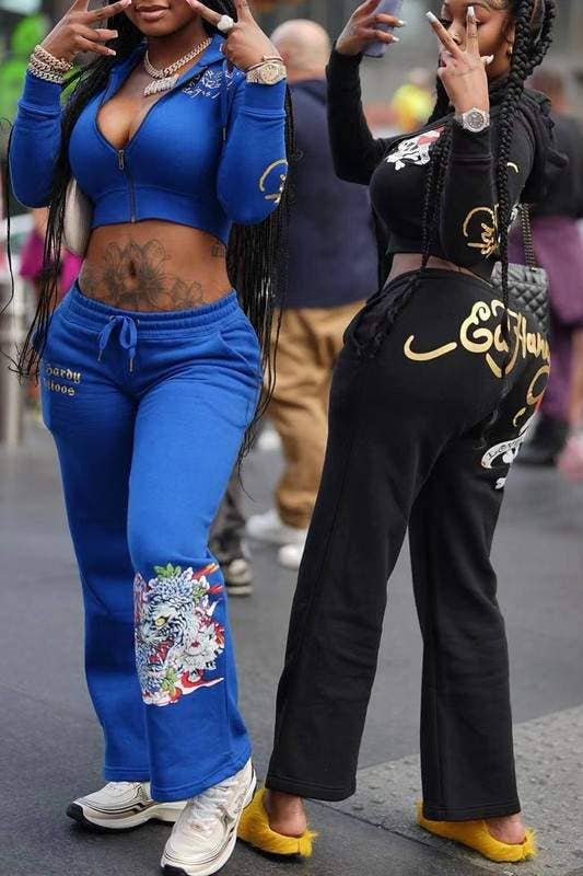 Graphic Hoodie & Jogger Tracksuit Set Ed hardy