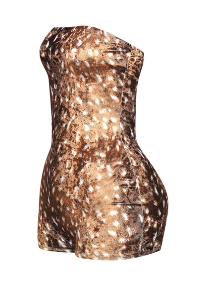 Deer printed velvet romper