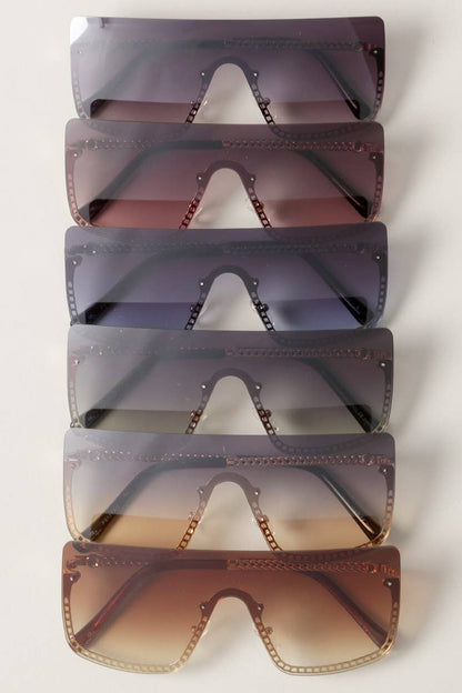 Women's Chain Rimless Frame Sunglasses
